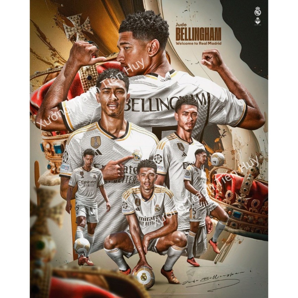 (X98)Tranh decal dán tường cầu thủ Real Madrid: Jude Bellingham -  Ảnh Poster Cầu Thủ Bóng Đá -