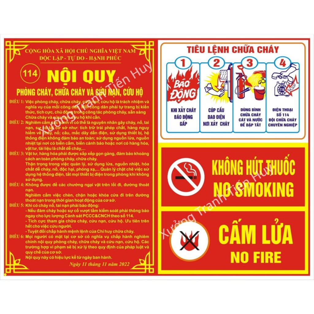 (X39) Bộ nội quy, tiêu lệnh phòng cháy chữa cháy dán kho xưởng, cửa hàng - Tiêu lệnh PCCC dán tường