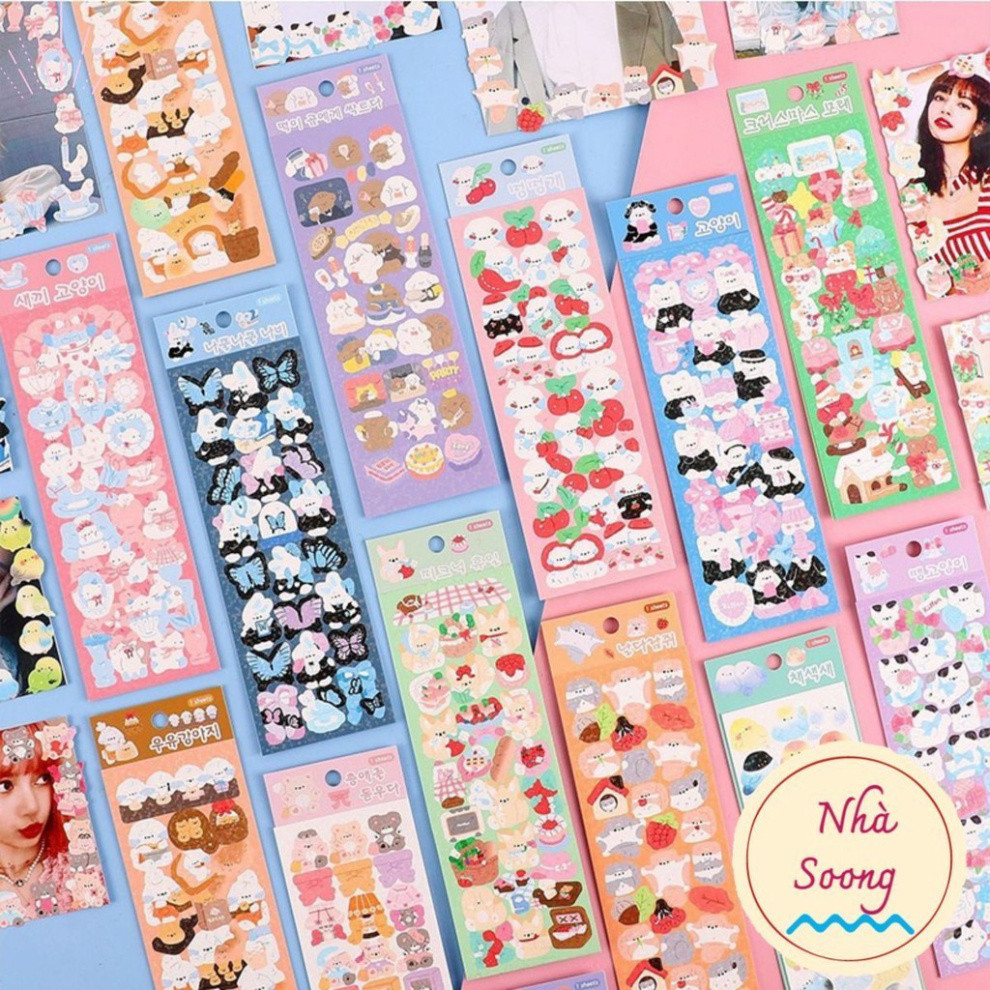 Combo 20/50/100 tấm sticker lấp lánh dán sổ trang trí, trang trí ốp điện thoại, toploader