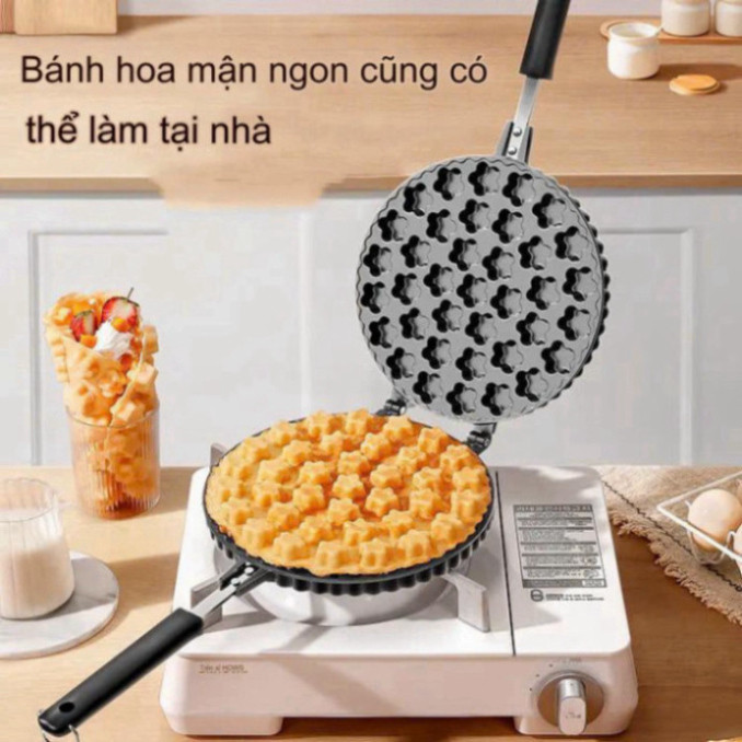 Chảo Khuôn Nướng Làm Bánh hoa mận Black Waffle Pan Cake  Chảo Khuôn Nướng Làm Bánh 19 hoa mận 19 hol