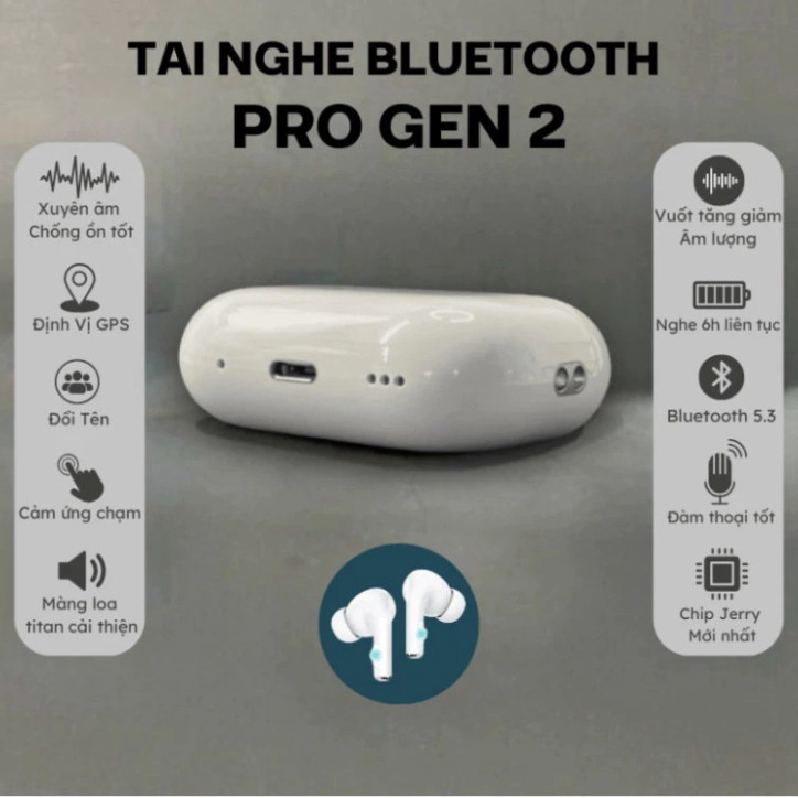 Tai Nghe Không Dây Bluetooth Pro 2 Bass Căng Chống Ồn Định Vị Google Map Đổi Tên Cảm Ứng Bảo Hành 24 Tháng