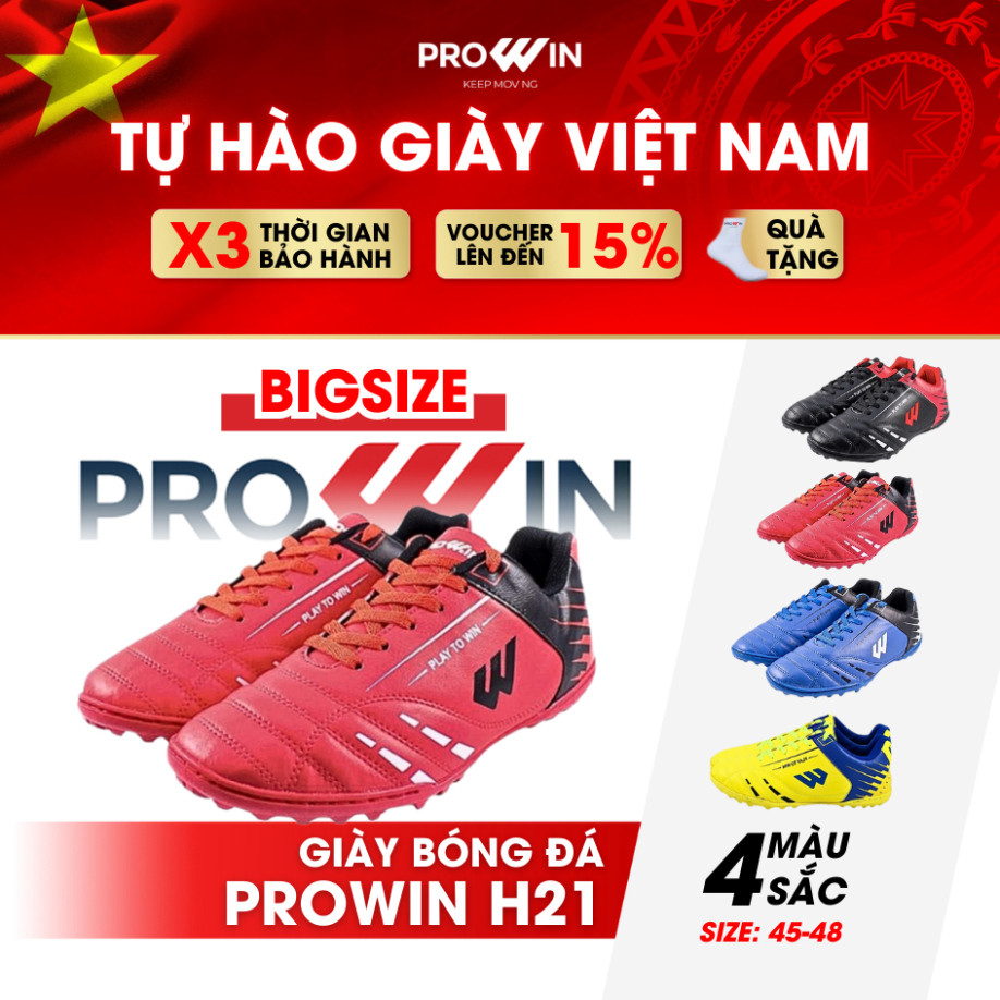 (BIG SIZE 45-48) Giày Đá Bóng Sân Cỏ Nhân Tạo PROWIN H21 (Size 45-48) - Da PVC Cao Cấp, Chính Hãng 1