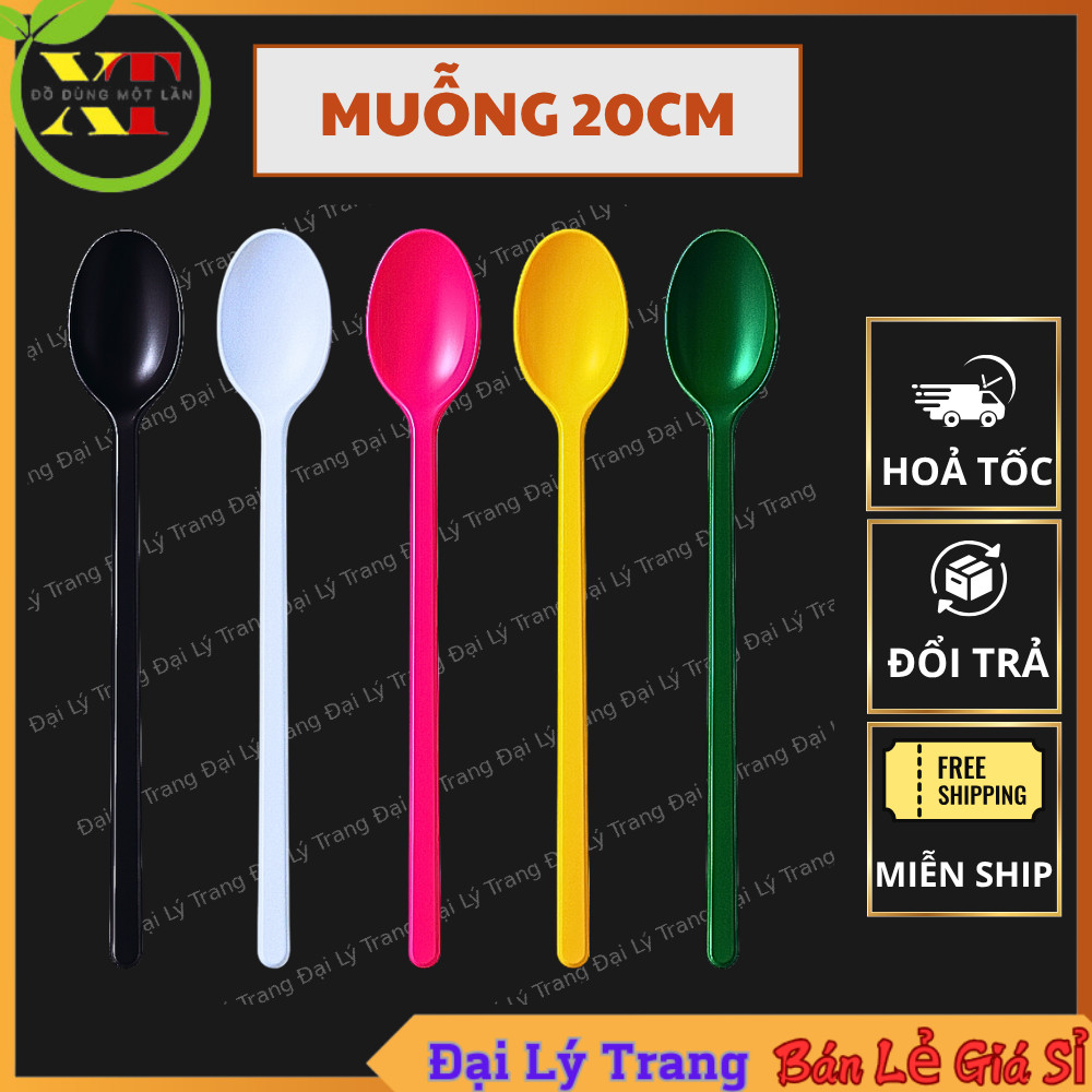 ( COMBO 2500 ) Muỗng trà sữa dài 20cm dùng cho ly 700ml - 800ml - 900ml _ GIÁ TẬN XƯỞNG