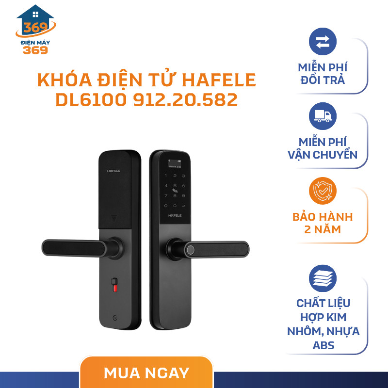 Khóa Điện Tử Hafele DL6100 912.20.582, Đa Dạng Chức Năng Mở Khóa 5in1 - SMC