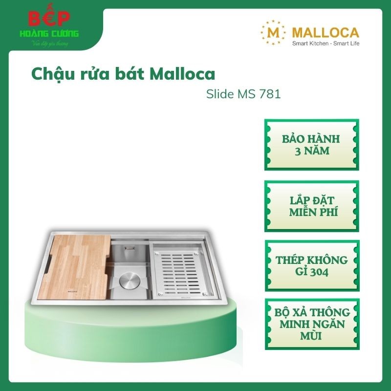 Chậu Rửa Malloca MS 781 – Inox 304 Bền Đẹp, Chống Ồn, Bộ Xả Ngăn Mùi, Lắp Đặt Linh Hoạt