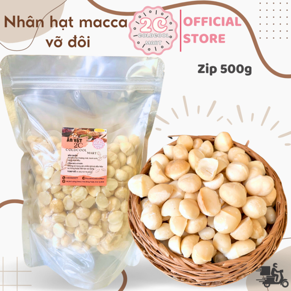 Nhân Hạt Macca Vỡ Đôi Zip Hút Chân Không 2cMart