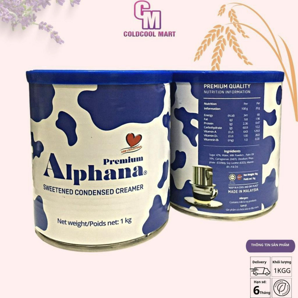 Sữa Đặc Premium Alphana Nhập Khẩu Malaysia Lon 1kg