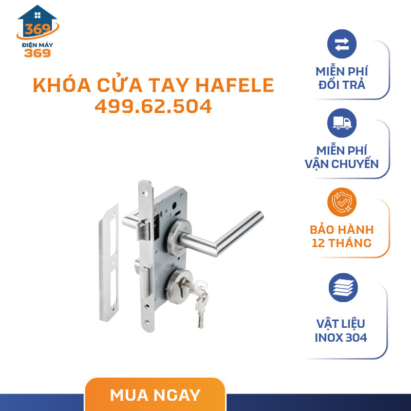 Bộ Khoá Cửa Tay Nắm Chụp DIY Hafele 499.62.504/499.62.505, Dành cho cửa gỗ - SMC