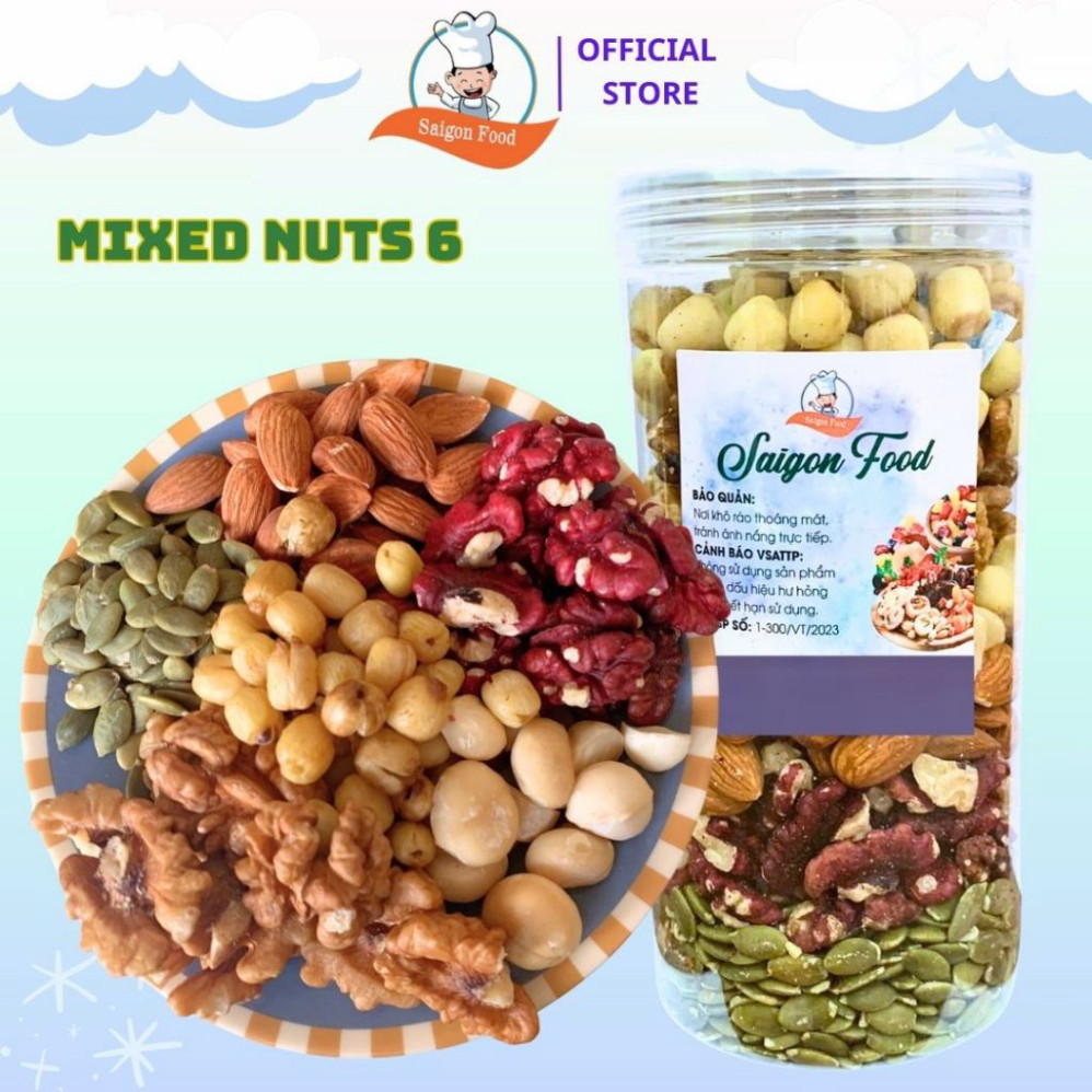 500G - MIXED NUTS 6 LOẠI NHÂN HẠT DINH DƯỠNG SaiGon Food