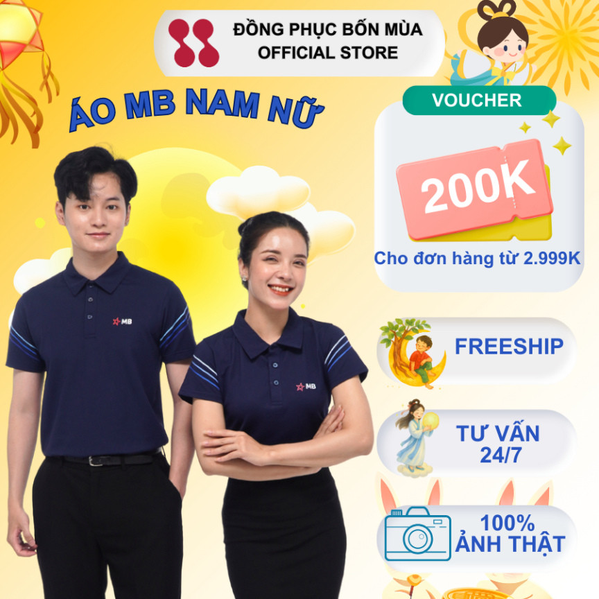 Áo đồng phục Ngân Hàng MB, áo thun polo vải cao cấp MB Bank vải airycool co dãn thoáng mát - Đồng ph