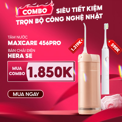 [COMBO ĐỘC QUYỀN] Máy tăm nước cầm tay Maxcare Max456Pro & Bàn chải điện Maxcare Hera SE
