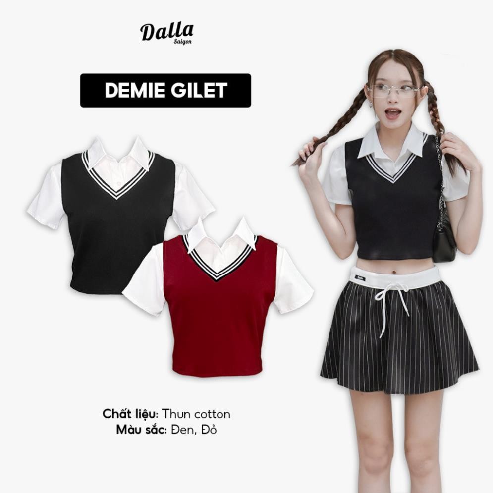 SALE Áo gile ba lỗ croptop màu trắng - đen - đỏ (GL02) Demie Vest