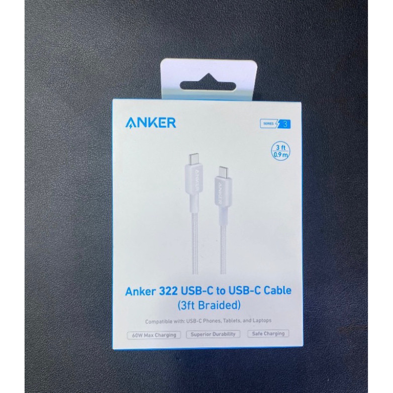 Cáp Điện Thoại Sạc Nhanh 60W 2 Đầu Type-C Anker 322 | USC-C to USB-C | Type C to Type C - Hàng chính