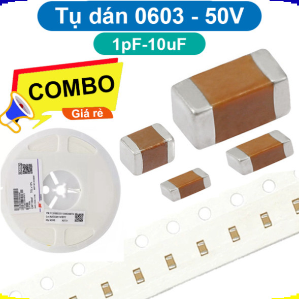 [Giá sỉ] (100C) tụ gốm, tụ dán đa lớp MLCC - size 0603 - 50V