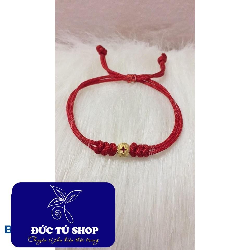 Chỉ đỏ may mắn mix bi bạc phủ vàng 18k