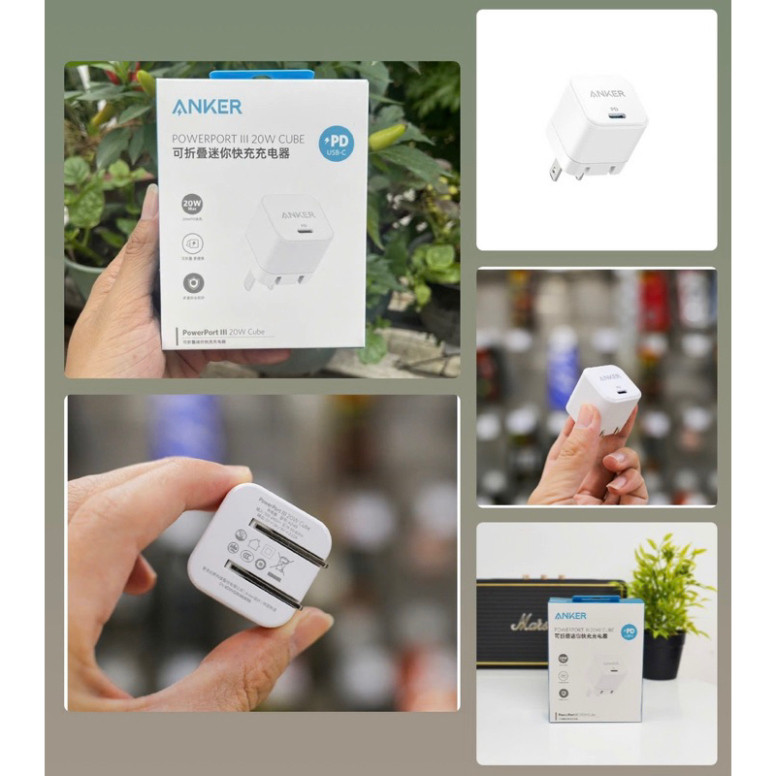 Củ sạc Anker PowerPort 3 20w CUBE, sạc nhanh PD 3.0 max 20w BH 12T phukienhcmcity