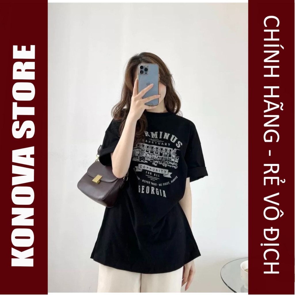 Áo phông thun 3158 unisex tay lỡ cotton khô form rộng dấu quần KONOVA