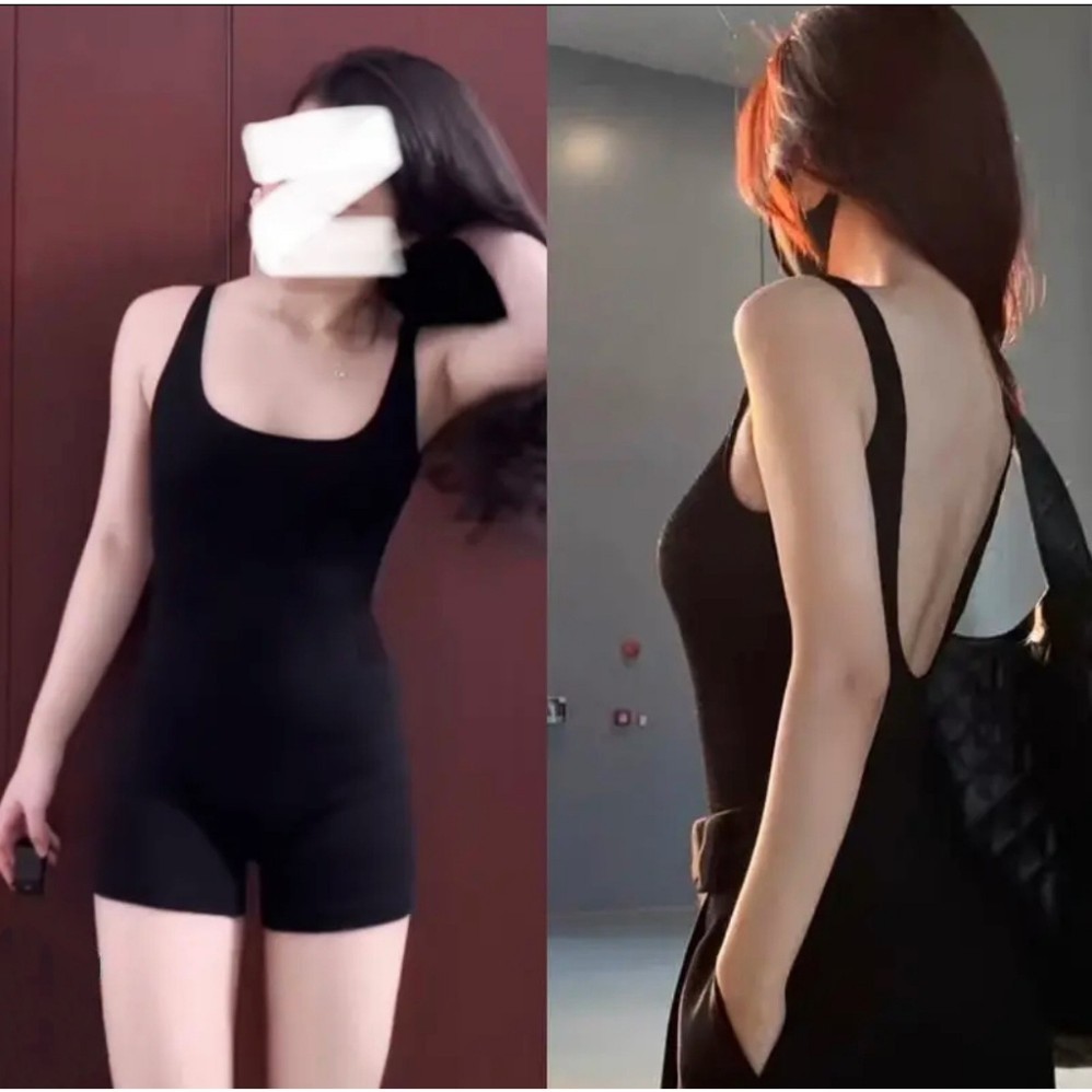 Jumpsuit Hai Dây Hở Lưng LUVIA Áo Liền Quần Sát Nách Ba Lỗ Ôm Sát Body Chất Thun Tăm Lạnh - LBS030