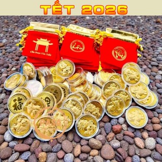 TRỢ GIÁ TẾT Lì Xì Tết Thỏi Xu Hình Con Ngựa Mạ Vàng Kèm Túi Lộc Phúc Cầu Được 2026