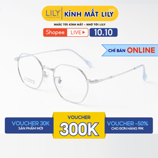Gọng kính mắt tròn nam nữ LILYEYEWEAR chất liệu kim loại cao cấp chắc chắn kiểu dáng và màu sắc thời thượng 55012KOR