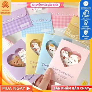 Thiệp chúc mừng hoạt hình dễ thương thẻ viết tay có phong bì quà tặng cặp đôi sáng tạo