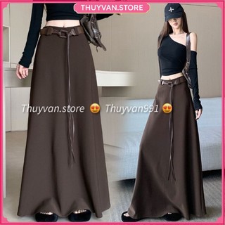  thuyvan.store - 26035 Chân váy dạ xước lót nỉ xoè chữ A dáng dài 90cm  tặng kèm đai  NEW 2025-2026 hàng QCCC thuyvan991 