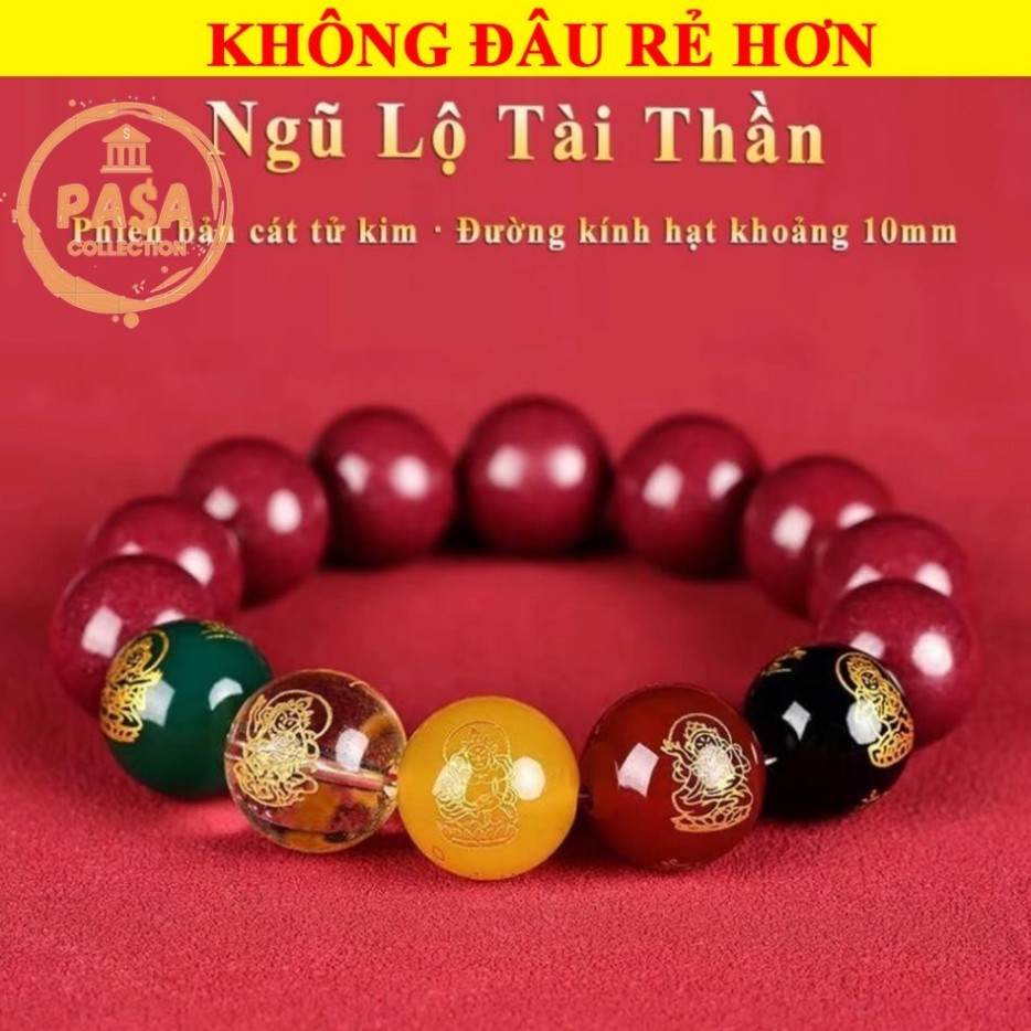 [ LOẠI XỊN ] Vòng đá chu sa thật cao cấp phong thủy mang lại may mắn bình an ngũ lộ thần tài vòng ph