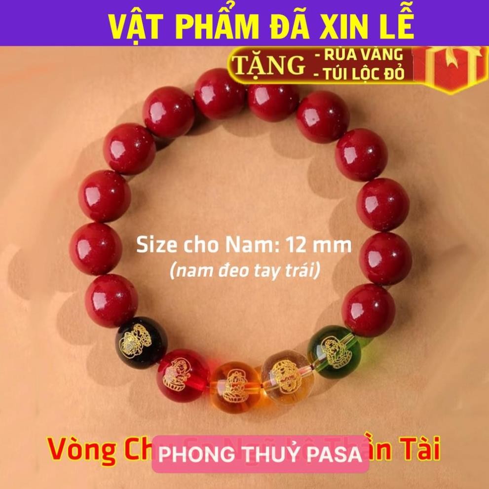 < Lộc Tết > Vòng tay Chu sa phong thuỷ Ngũ Lộ Thần Tài may mắn tài lộc bình an vòng đá chu sa đỏ vòn