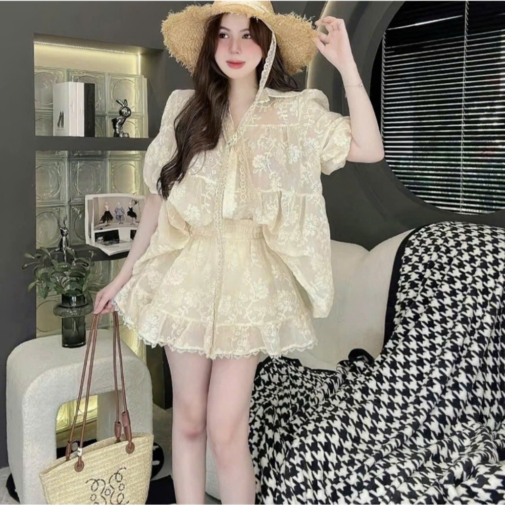 Set Babydoll Nữ TATC6139 Ren Xô QC Dày Dặn Cao Cấp