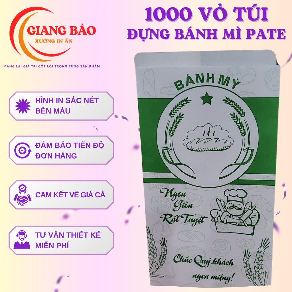 Combo 1000 Túi Đựng Bánh Mì Pate Chống Dầu Giá Rẻ Tặng Kèm 20 Túi