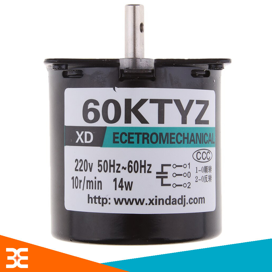 Động Cơ Giảm Tốc 60KTYZ 14W 220V AC Trục 7mm, Lõi Đồng Full Kim Loại, Đa Tốc Độ - Motor Quay