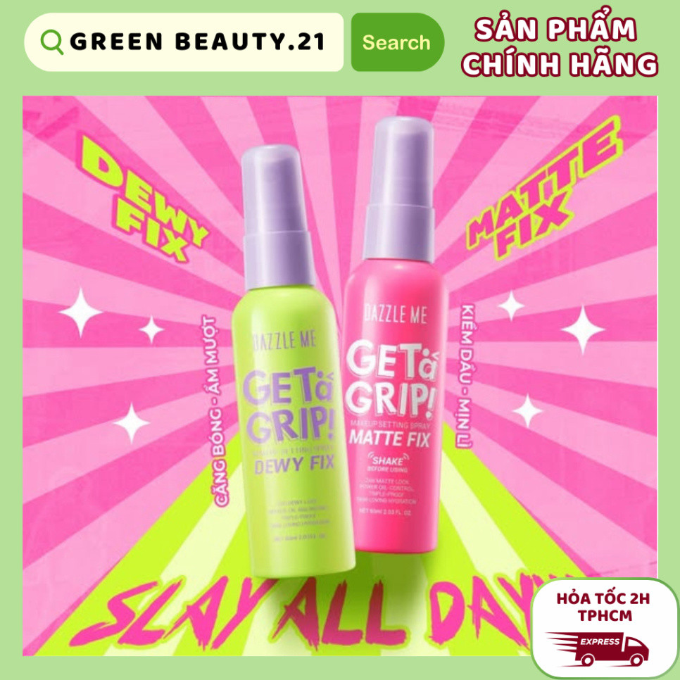 Xịt Khóa Nền DAZZLE ME Cố Định Trang Điểm Lâu Trôi Get A Grip Makeup Setting Spray 60ml