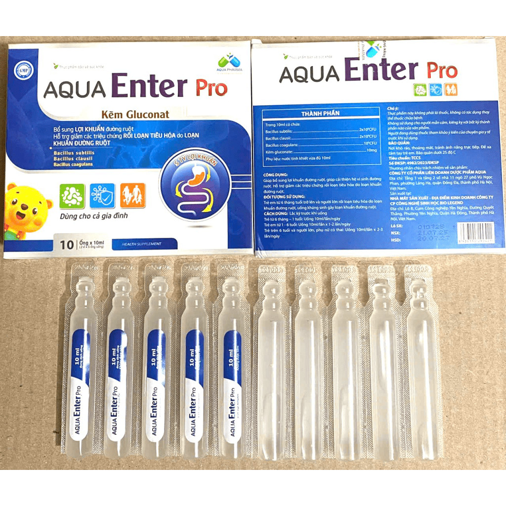 Men tiêu hoá Aqua Enter pro kẽm gluconat bổ sung lợi khuẩn cân bằng vi khuẩn đường ruột tiêu hóa tốt