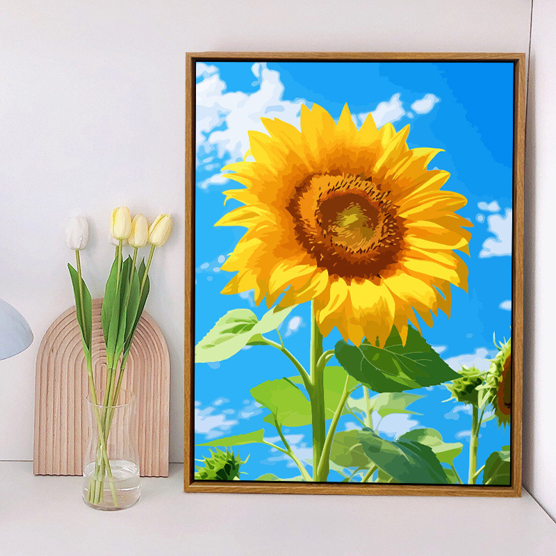 Sunflower Digital Oil Painting Healing Sunflower diy Coloring Painting Living Room Hanging Painting 