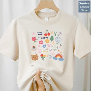 Áo thun nữ form vừa SUNTEE STFV178 phong cách basic in hình 078 vải cotton 250GSM cao cấp thoáng mát