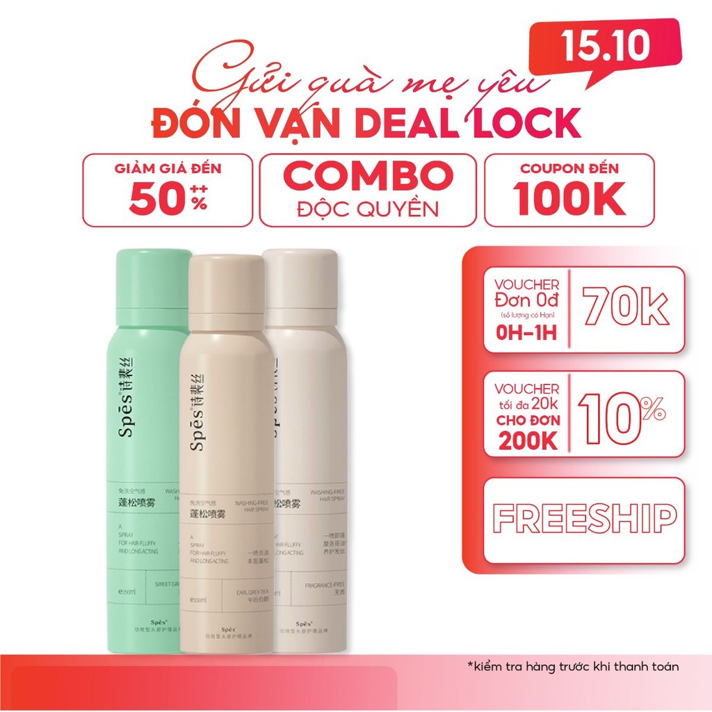 Dầu gội khô SPES dạng xịt 3 tầng hương dưỡng tóc tạo phồng cấp tốc hút dầu không bết dính giữ nếp 8h