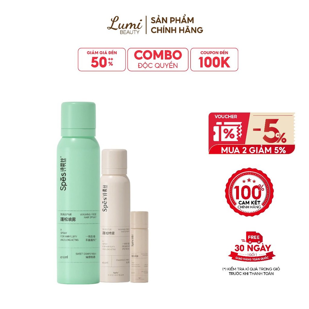 Chai dầu gội khô tạo phồng tóc nhanh SPES hút dầu không tạo bột trắng