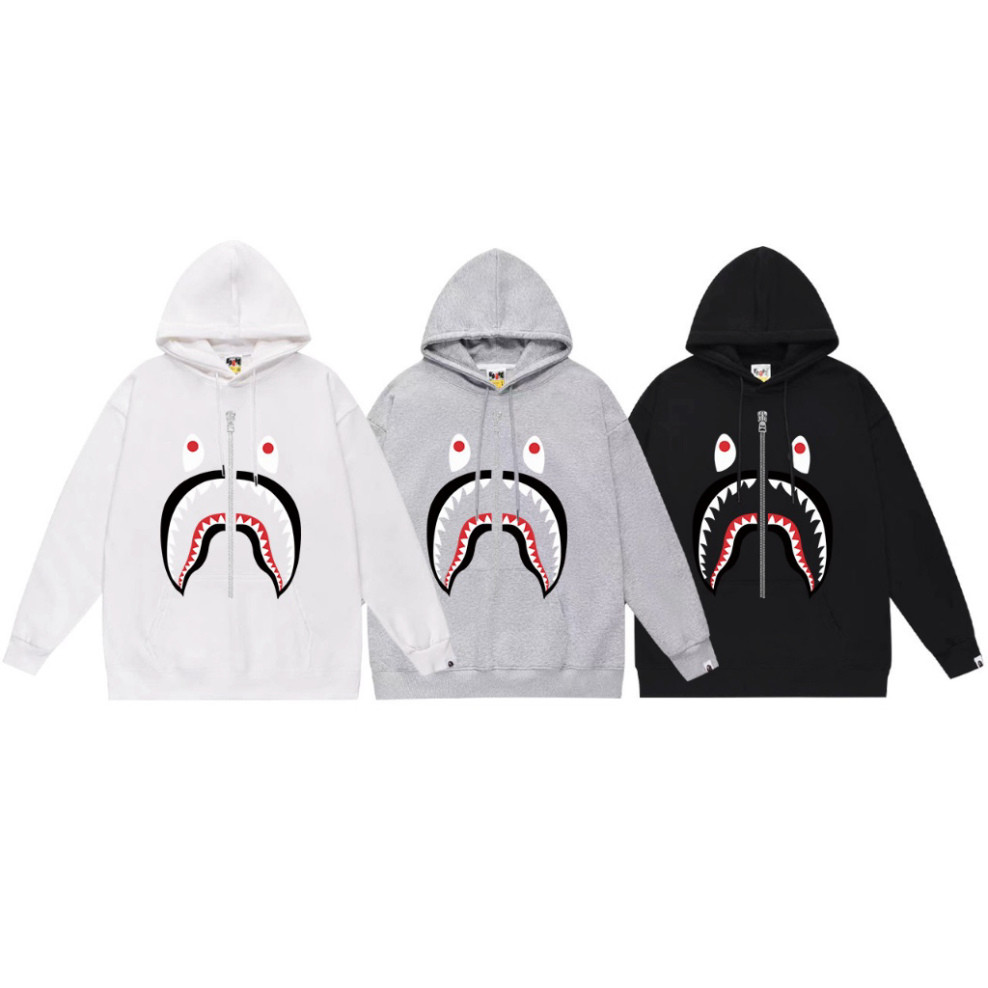 Áo Hoodie Bape Họa Tiết Cá Mập Stussy - Áo Nỉ Nam Nữ Cổ Tròn Form Rộng Chất Liệu Cao Cấp 2025