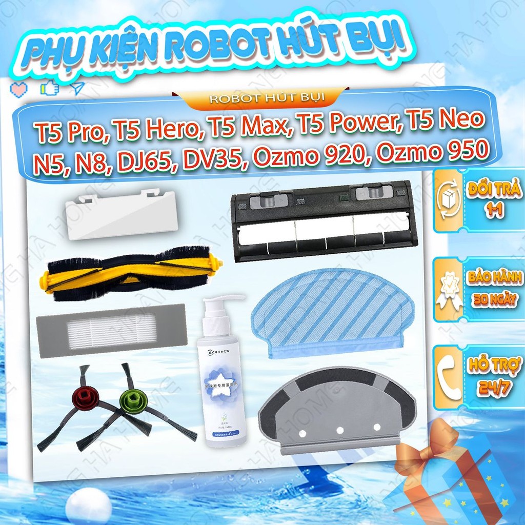 Phụ kiện robot hút bụi T5 N5 N8 ozmo 920 - Phụ kiện robot hút bụi lau nhà Deebot T5 N5 N8 ozmo 920