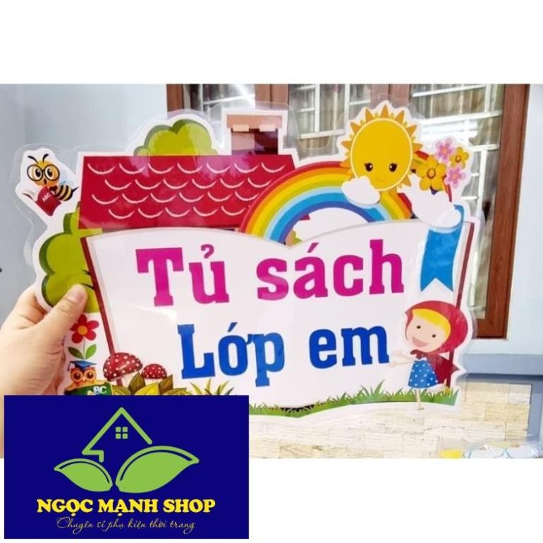 Tủ sách lớp em khổ A3 - A4 (Các mẫu tên góc thư viện). Kèm băng dính xốp dán tường.