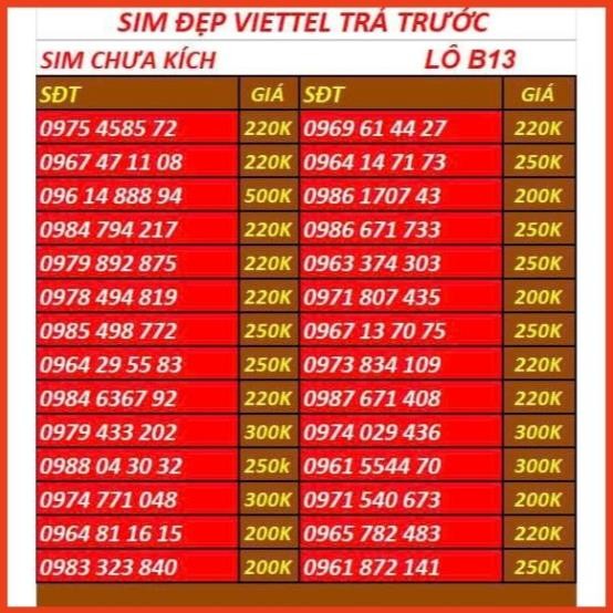 SIM VIETTEL SỐ ĐẸP ĐẦU 09 GIÁ RẺ -GÓI TOMATO CHƯA KÍCH ĐĂNG KÝ ĐƯỢC CHÍNH CHỦ TẠI NHÀ QUA MY VIETTEL