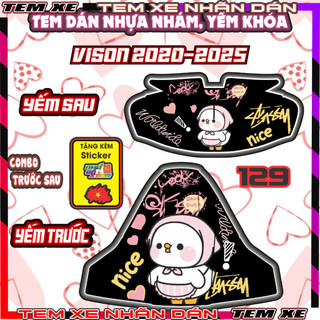 Combo Tem Dán Yếm Khóa Nhựa Nhám VISION 2020-2025 Dán trang trí Che Trầy Decal Nhãn Dán Ticker