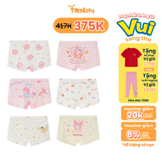 [VOUCHER XỊN GIẢM TỚI 50K] Combo 6 quần lót đùi vải modal cao cấp bé gái Rabity 5049.01