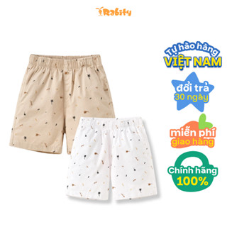 [15.10 VC 12% GIẢM 40K ĐƠN 249K]Quần short kaki hoạ tiết mùa hè bé trai Rabity 930.014