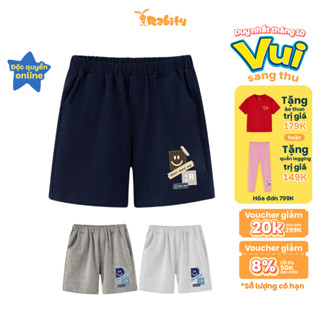 [VOUCHER XỊN GIẢM TỚI 50K] Quần short thun lưng chun mặt cười, in chữ bé trai Rabity 91074