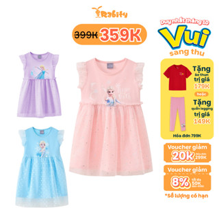 [VOUCHER XỊN GIẢM TỚI 50K] Đầm thun voan lấp lánh tay cánh tiên Elsa Disney bé gái Rabity 550.033