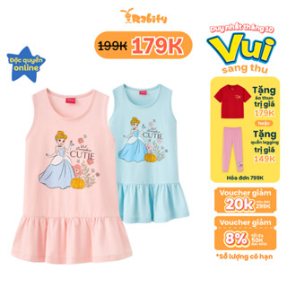 [VOUCHER XỊN GIẢM TỚI 50K] Đầm thun tay ngắn thỏ bông Baby Three, Lọ Lem Cinderella bé gái Rabity 93043