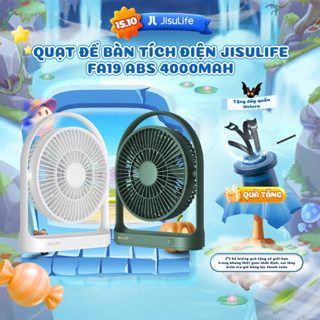 Quạt Để Bàn Tích Điện JISULIFE FA19 ABS Xoay 330 Độ - Pin 4000mAh Sử Dụng Lên Đến 15H Chính Hãng - Bảo Hành 12 Tháng