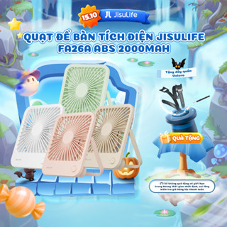 Quạt Để Bàn Tích Điện JISULIFE FA26A ABS Xoay 120 Độ - Pin 2000mAh Sử Dụng Lên Đến 6H Chính Hãng - Bảo Hành 12 Tháng