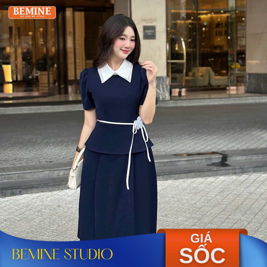 Đầm thiết kế BEMINE cổ đức kép dáng peplum tùng váy chữ A-B118